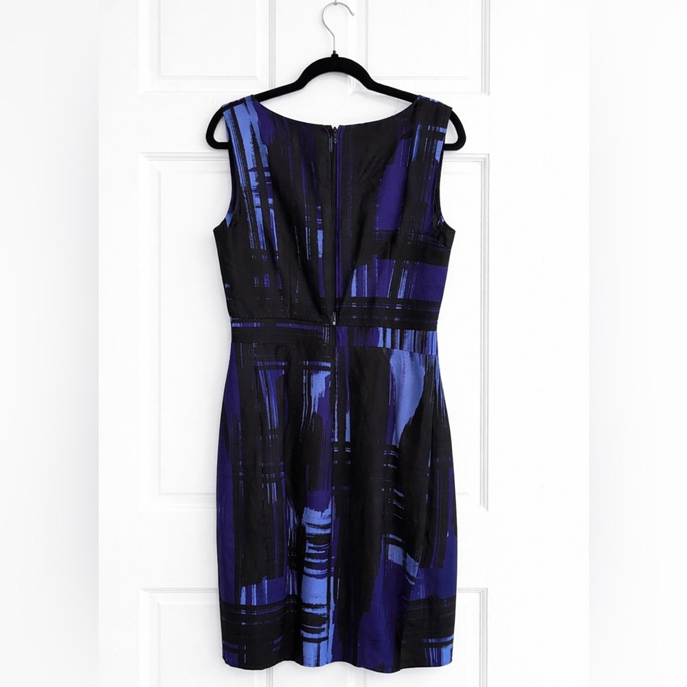 Banana Republic Blue & Black Sleeveless Sheath Dress